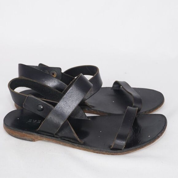 Everlane Black Leather Two Strap Sandals, Size 7 - Picture 2 of 8